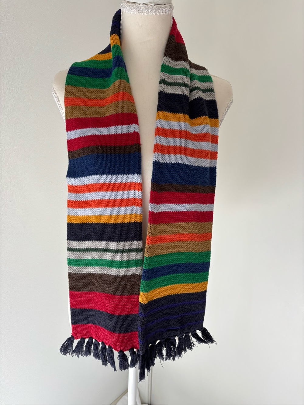 GAP Multicolor Striped Knit Scarf with Fringe